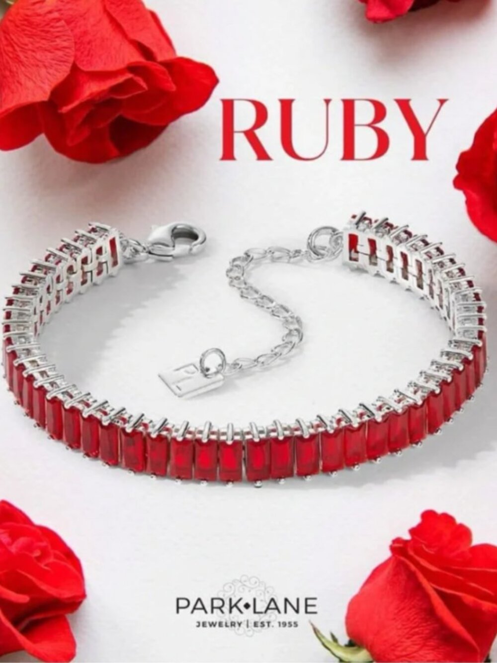 Park Lane Ruby Baguette Impression Tennis Bracelet - Picture 5 of 6